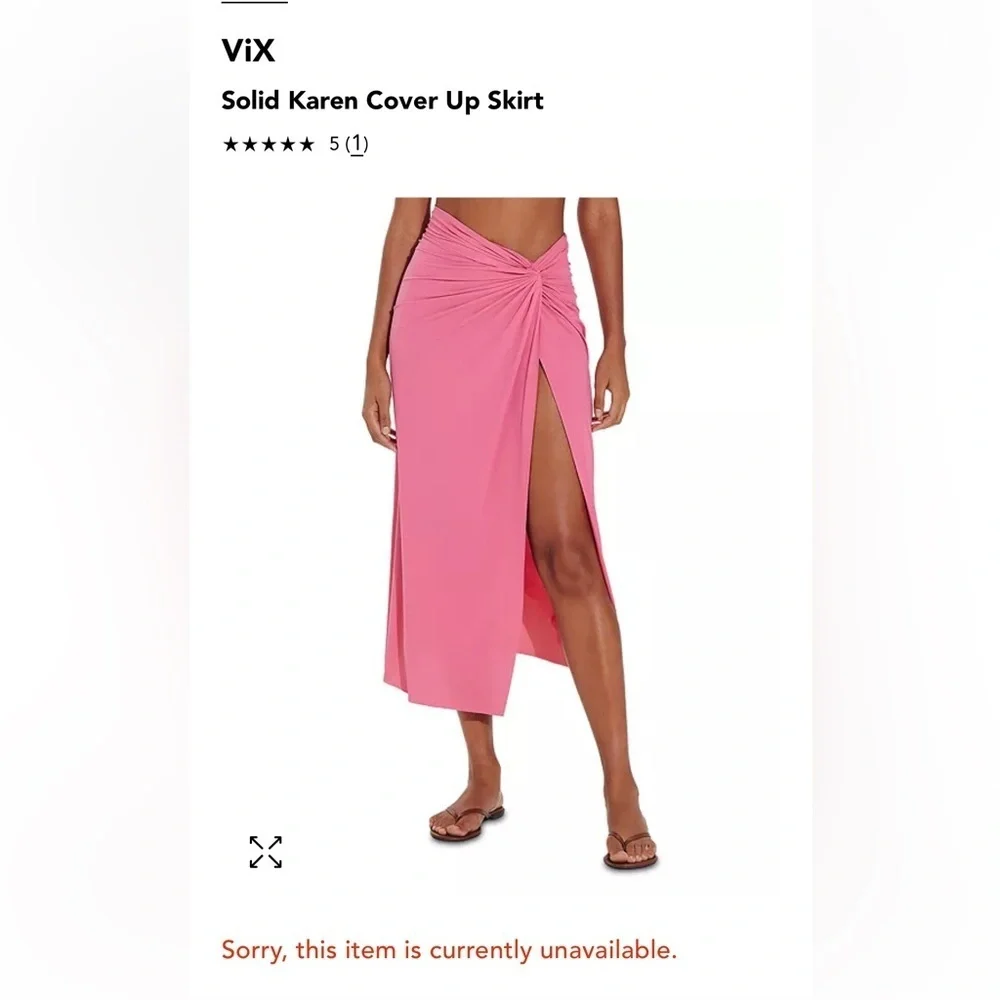 NWT Vix PaulaHermanny Solid Karen Cover Up Skirt in Pink. Light, Soft, Cooling M